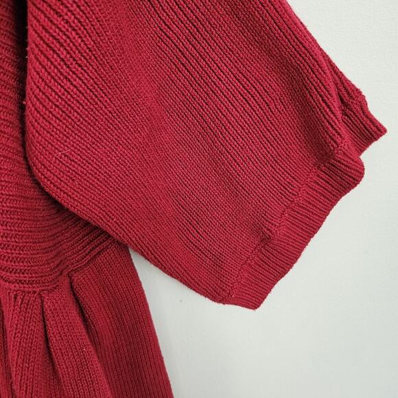ND New Direction Red Tunic Open Front Sweater Size PL Petite Pleated Buttons - Picture 4 of 9